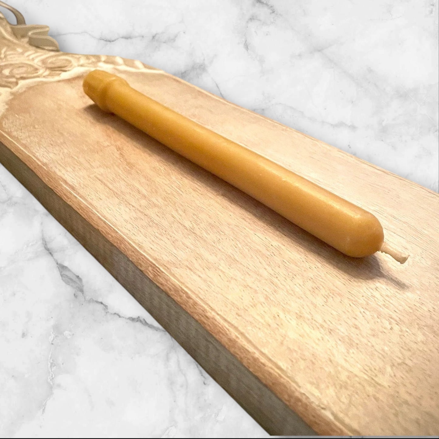 Single Golden Beeswax Taper — Thick 8 inch