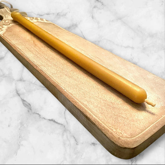 Single Golden Beeswax Taper — Thick 16 inch